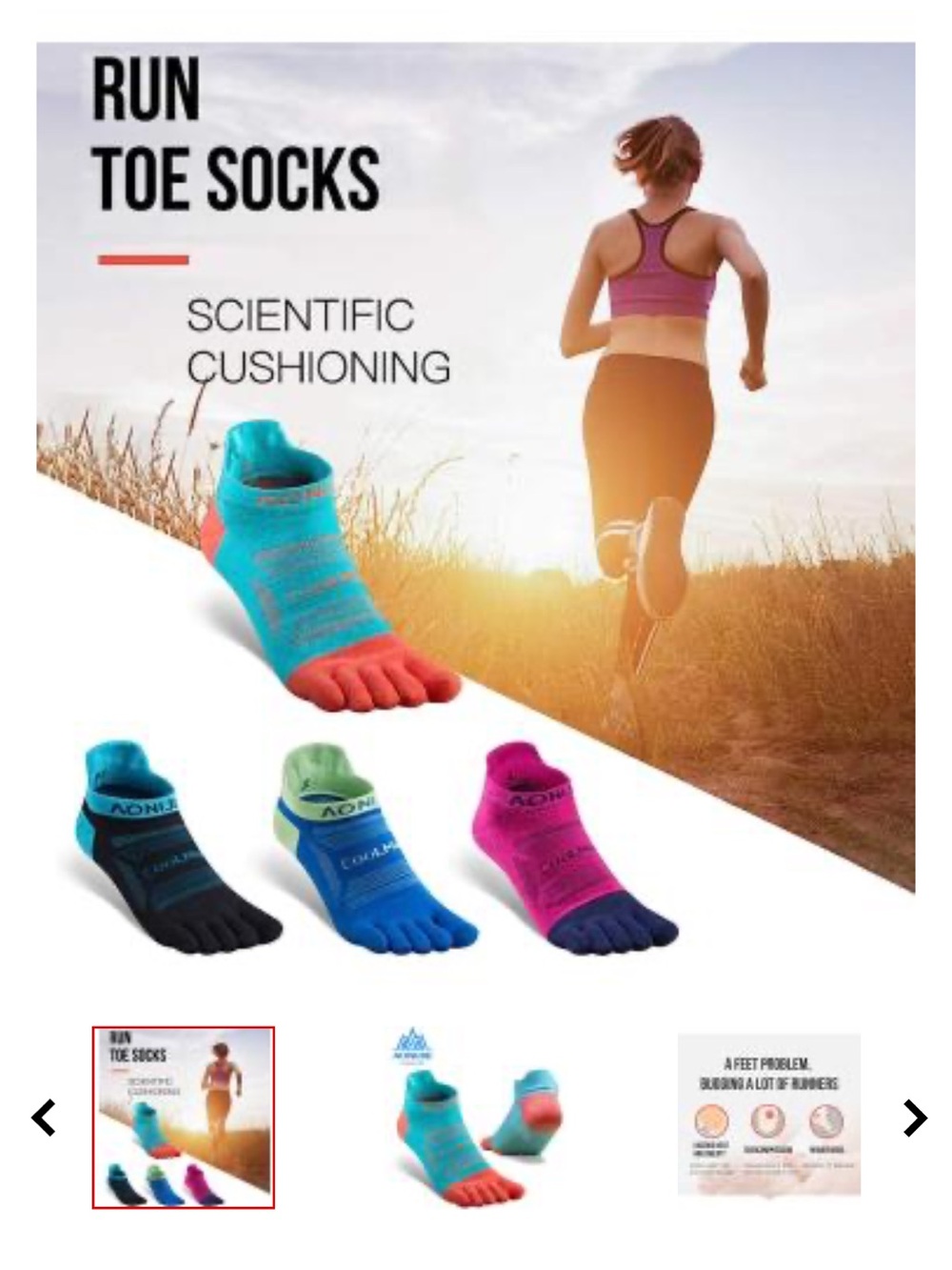 Unisex High Performance Athletic Running Toe Socks - Picture 8 of 9